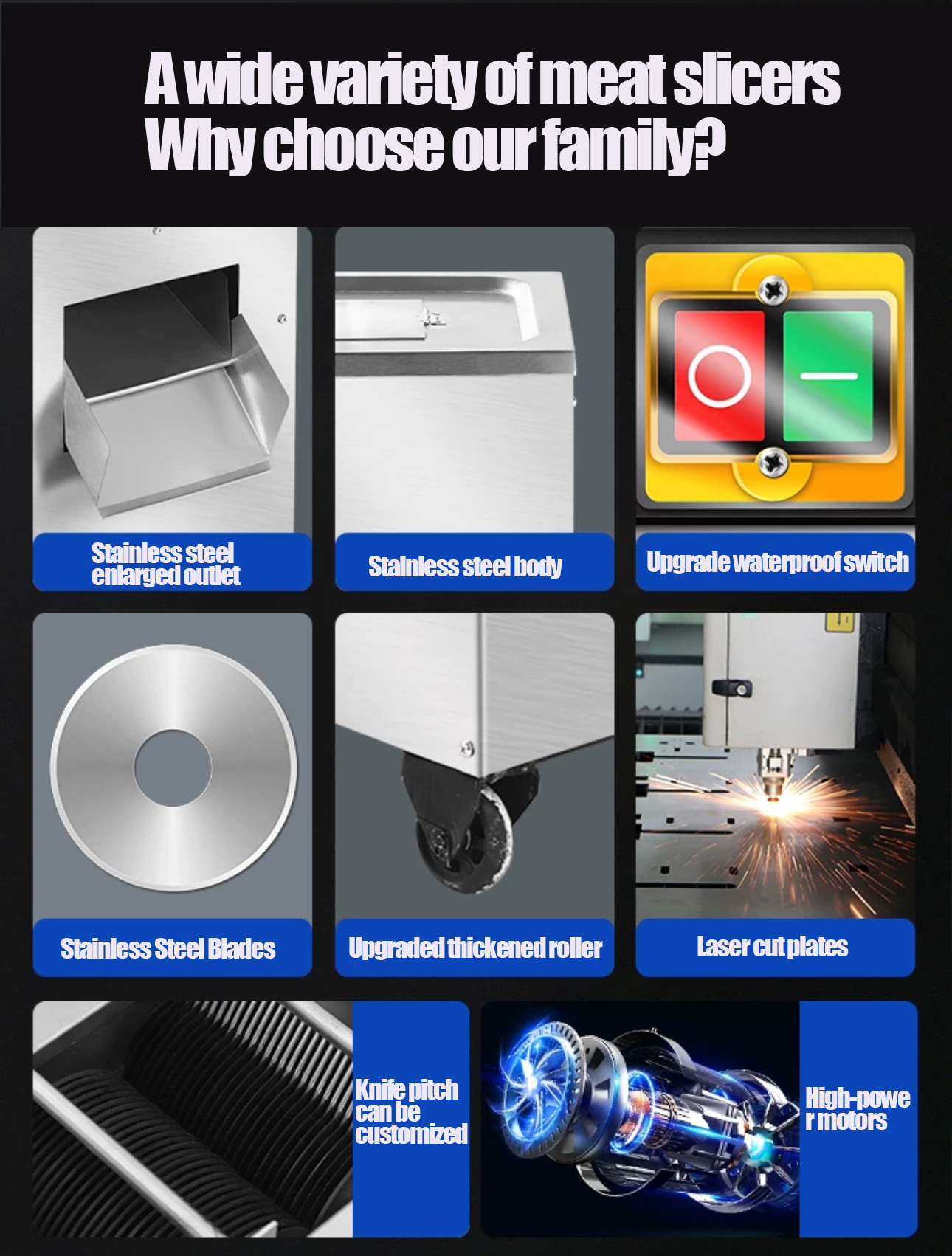 قطاعة لحم عمودية ذات عيار كبير في الحوض